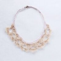 Fine Hand Crocheted Necklace with petite sparkly glass beads