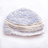 Double Crocheted Baby/Toddler Beanie in Whites With Hints of Gold 'N Sparkle