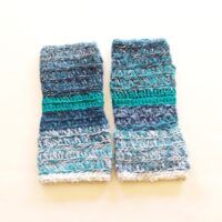 Extra Cozy Double Crocheted Leg Warmers in Sea Sparkle Blues