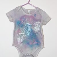 Naturally Dyed With Plants - Jellyfish Print - Organic Cotton (GOTS) Baby Grow (12-18)