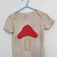 Naturally Dyed With Plants - Amanita Applique - Organic Cotton (GOTS) Baby Lap T-Shirt (12-18)