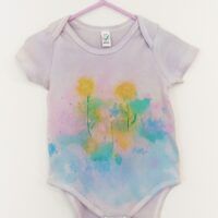 Naturally Dyed With Plants - Summer Dandelions- Organic Cotton (GOTS) Baby Grow (3-6months)