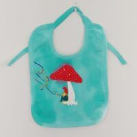 Spray Dyed with Eco Ink- Organic Cotton (GOTS) Baby Bib- Mushroom Gnome