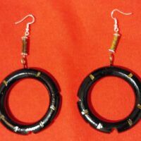 Reuse curtain hoop  earrings black.