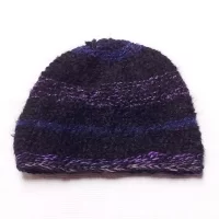 Beanie (Adult) - Double Crocheted in Soft Black Mohair With Hints of Purple