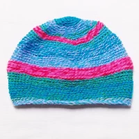 Beanie (Adult) - Double Crocheted in Pink and Blue