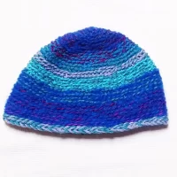 Beanie (Adult) - Double Crocheted in Blues